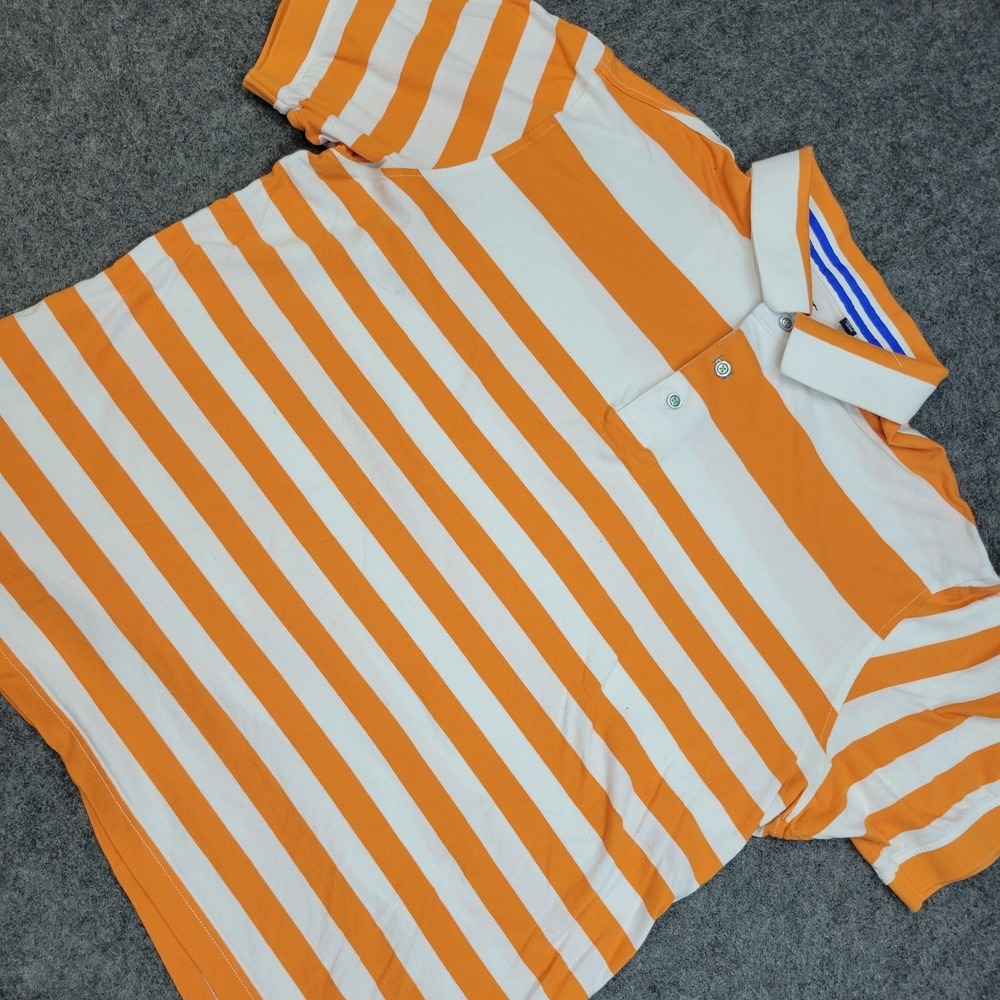 Robert Graham Polo Shirt Mens 3XL White Orange Striped Golf Performance Popover